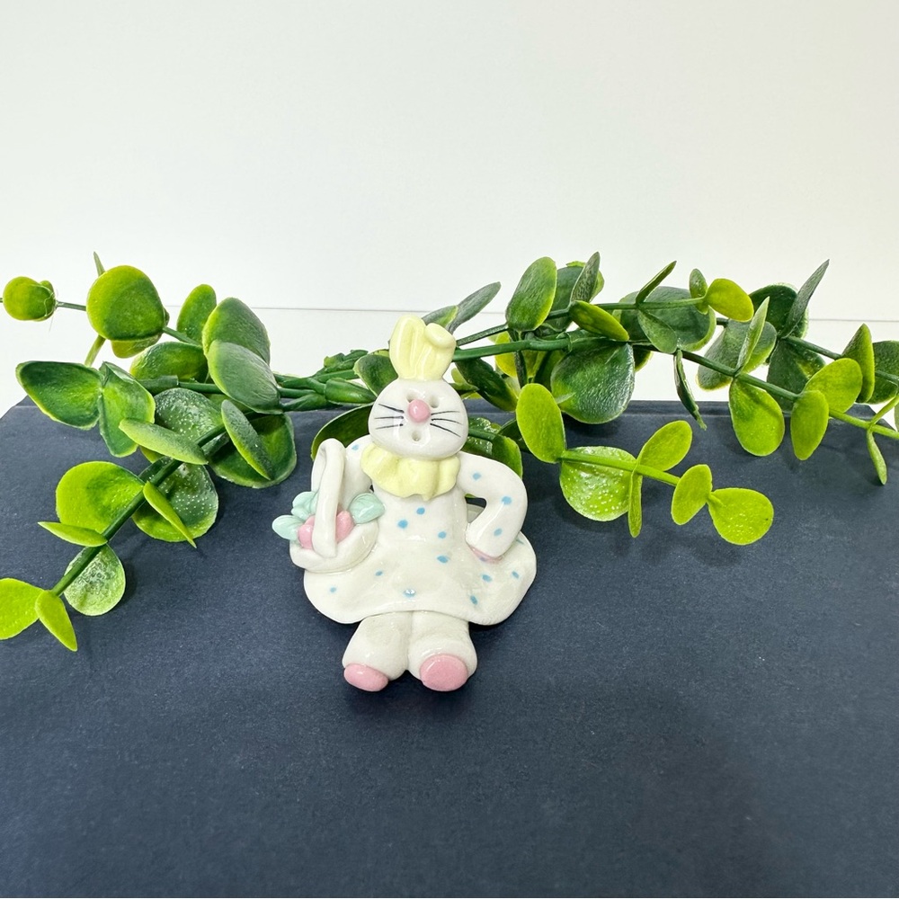 Vintage Mini Bunny Figurine with basket